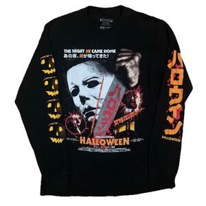 Rucking Fotten Halloween Movie Black Long Sleeve T-Shirt Medium Japanese Kanji